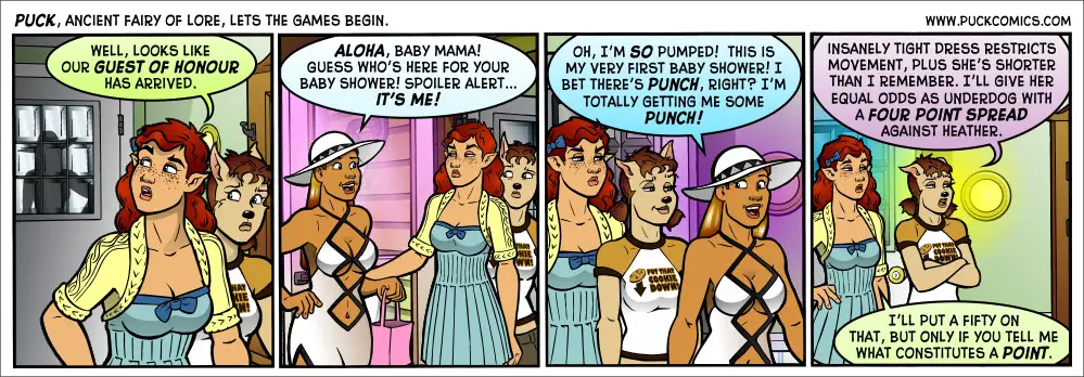 I could have gone for the obvious 'asking for a punch' joke that was clearly set up in panel 3, but I felt that was too obvious.